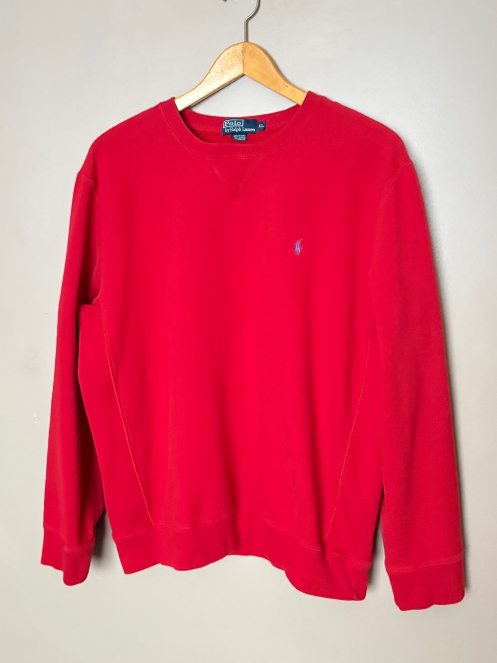 Vintage Polo Ralph Lauren Crewneck Sweatshirt Red XL Y2K V-Stitch Pullover EUC